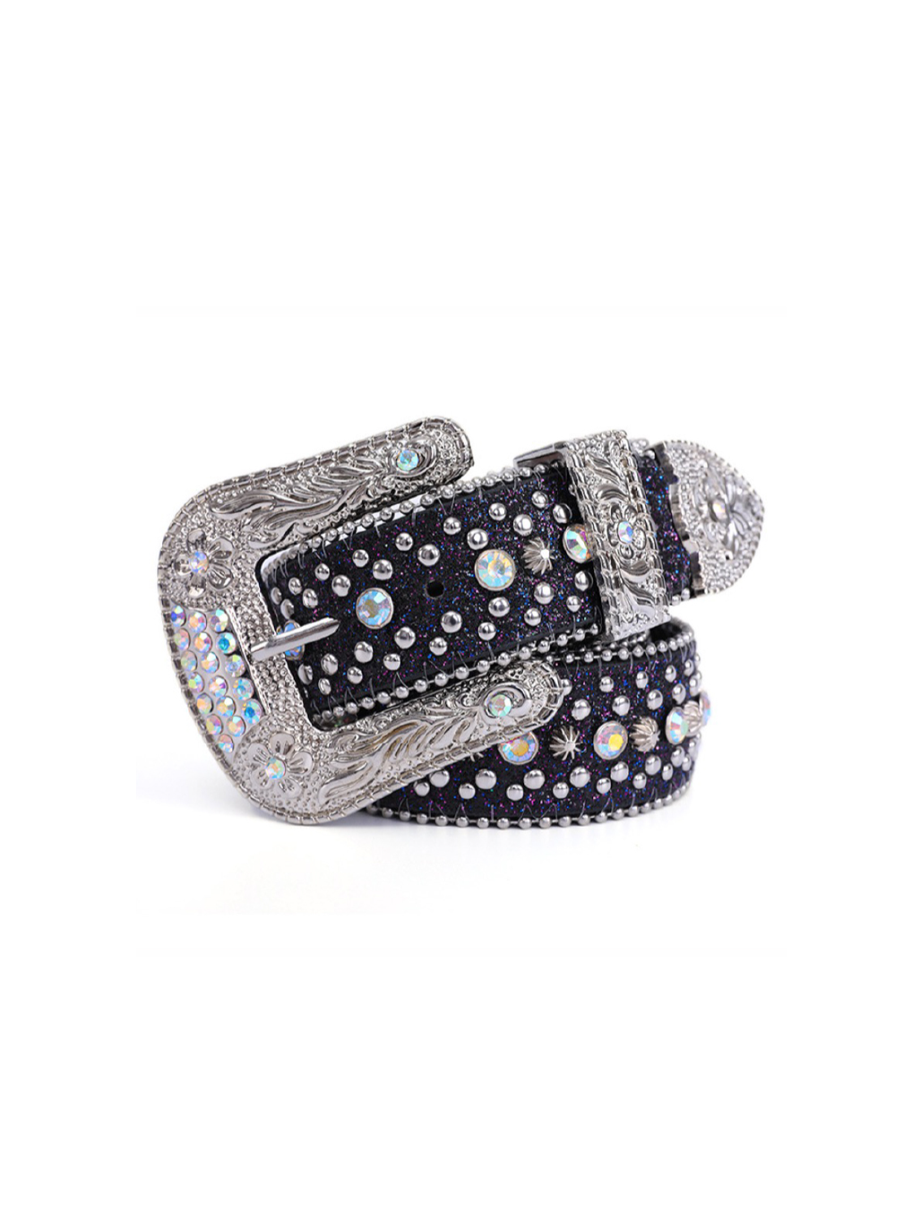 RHINESTONE SILVER STUDDED BUCKLE BELT