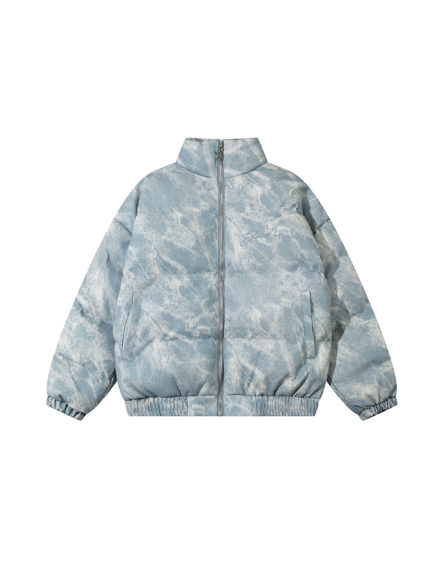 CAMOUFLAGE PU LEATHER PUFFER JACKET