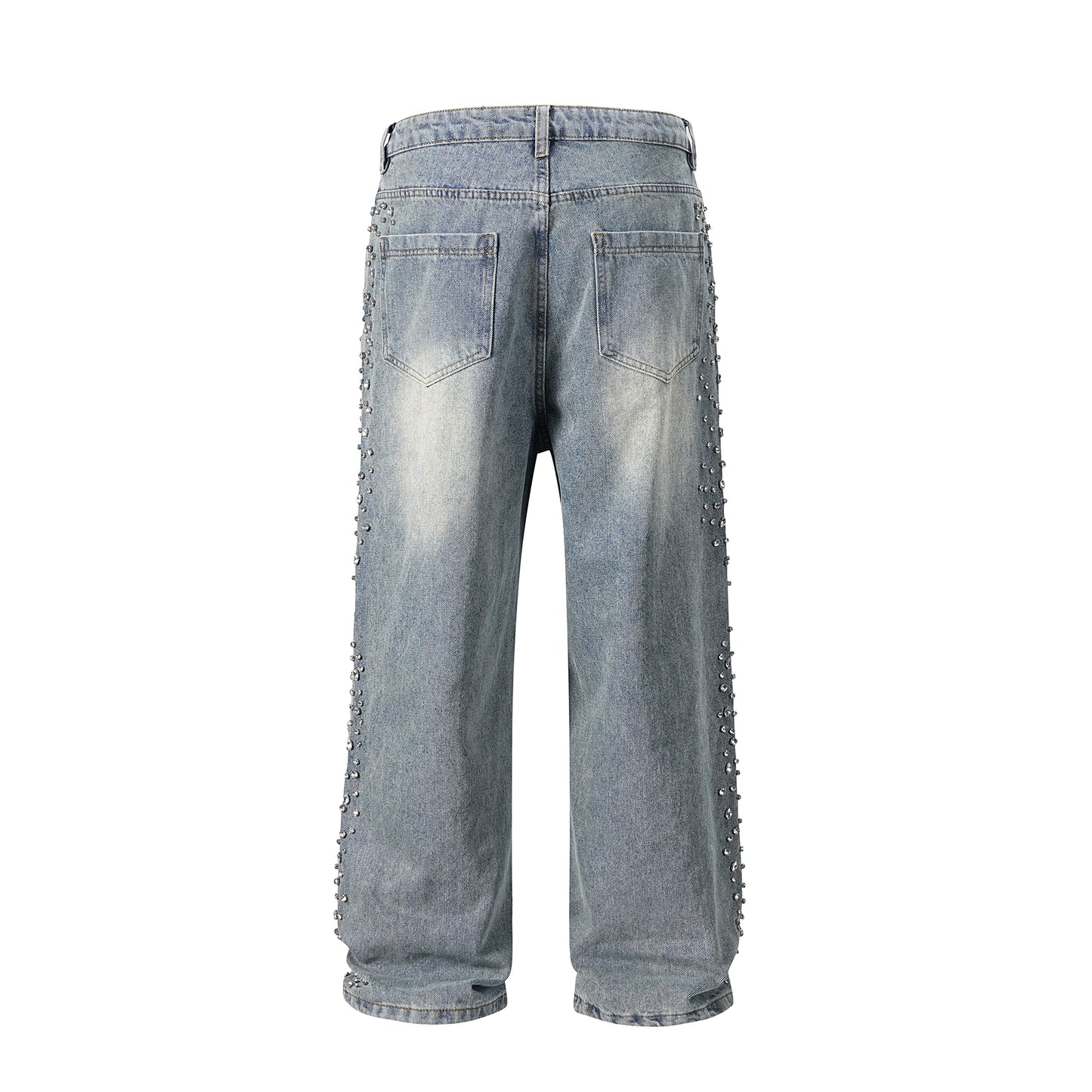 SIDE RHINESTONE DENIM PANTS