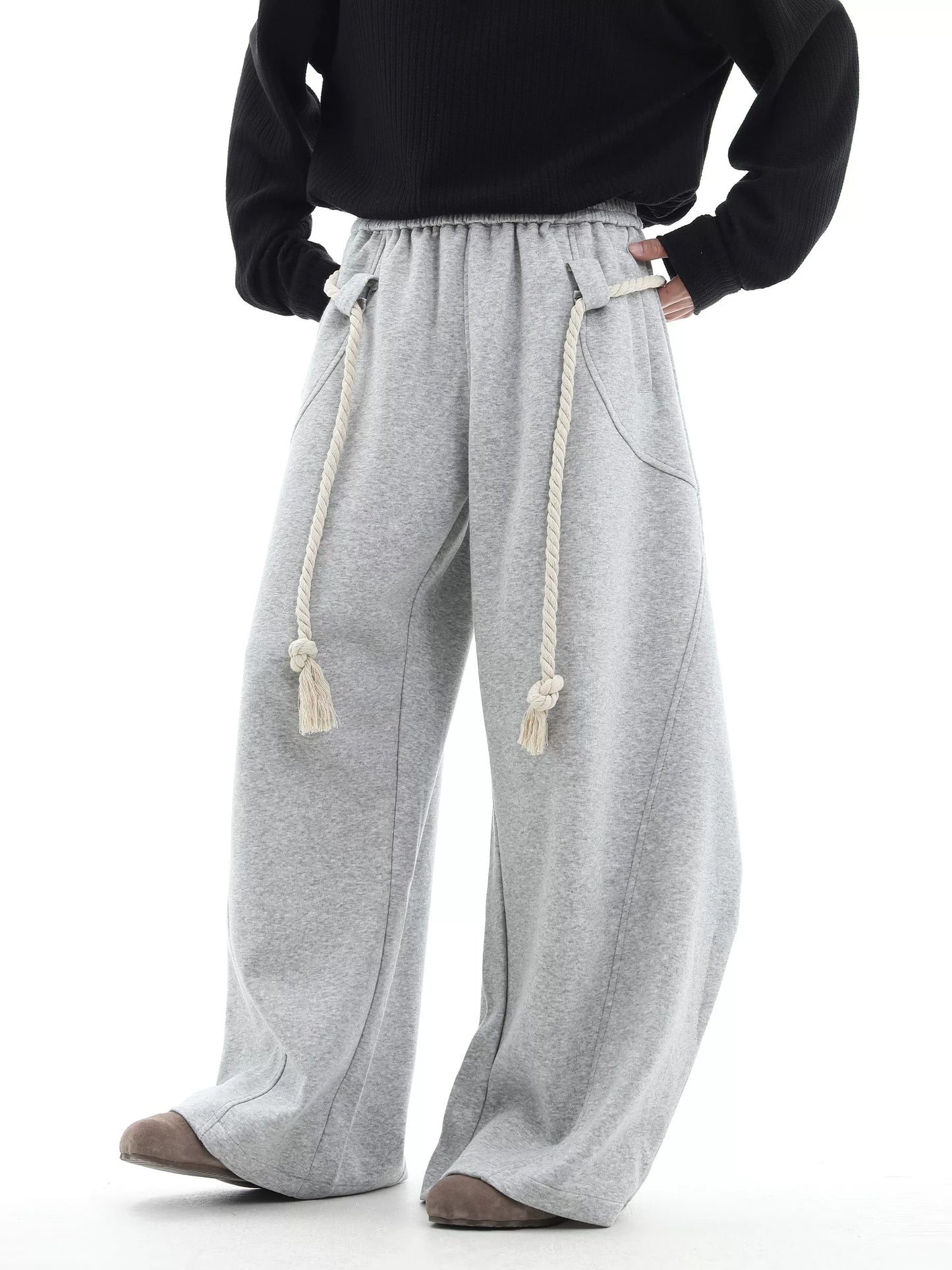 ROPE LACE BAGGY SWEAT PANTS