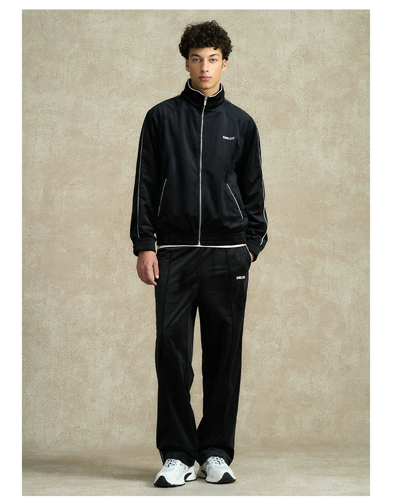 VELVET EMBROIDERED TARCK PANTS