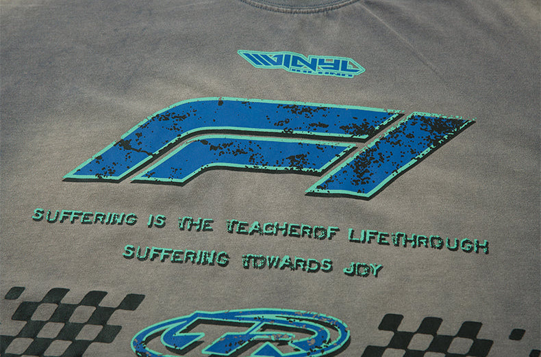 RAYERED WASHED RACING LONG SLEEVE TEE