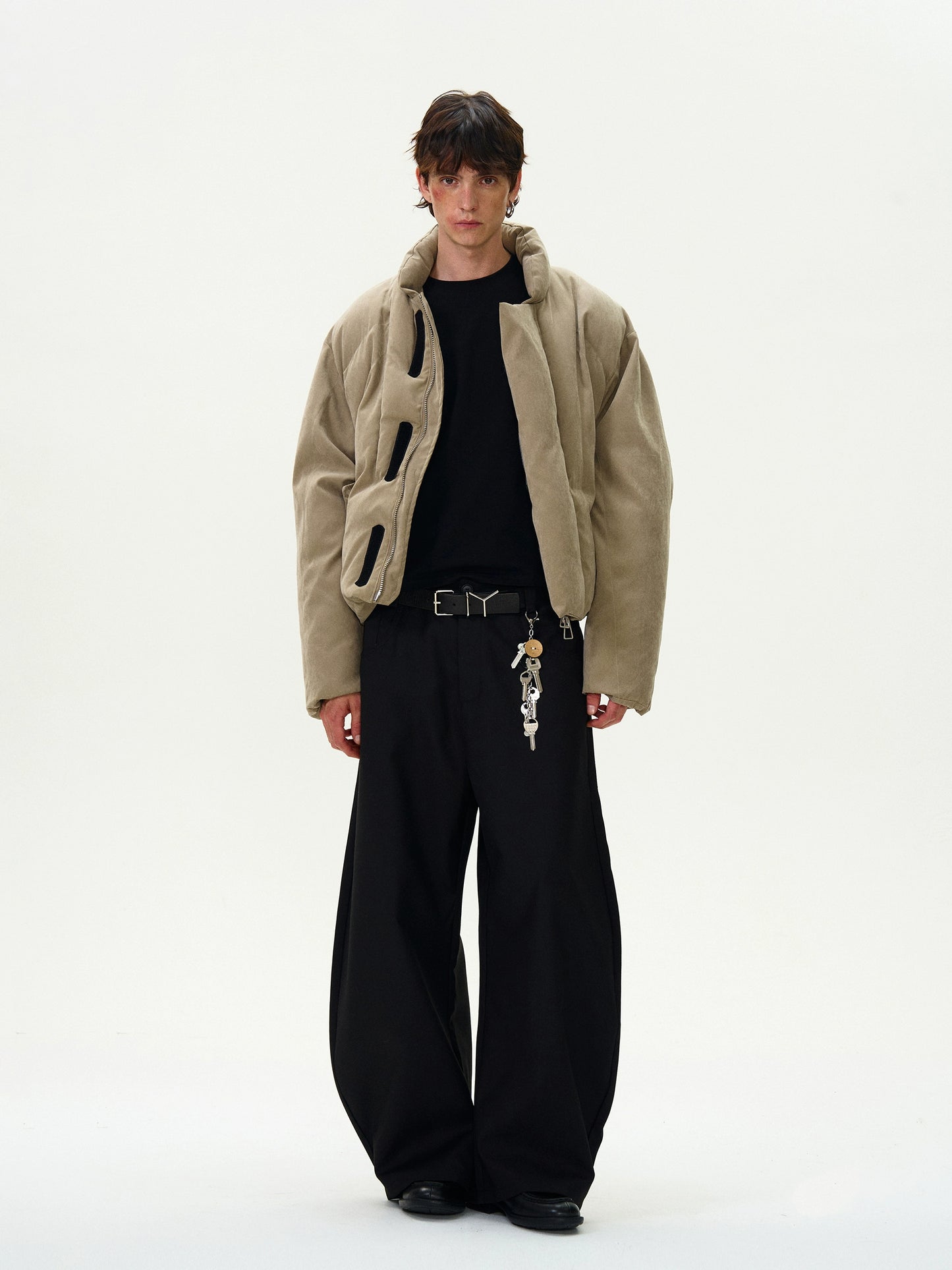 DISTRESSED BRUSHED PUFFER JACKET
