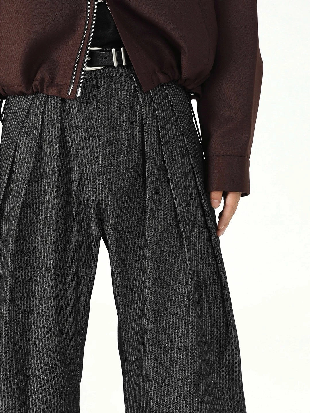SHADOW STRIPE WIDE-LEG SLACKS