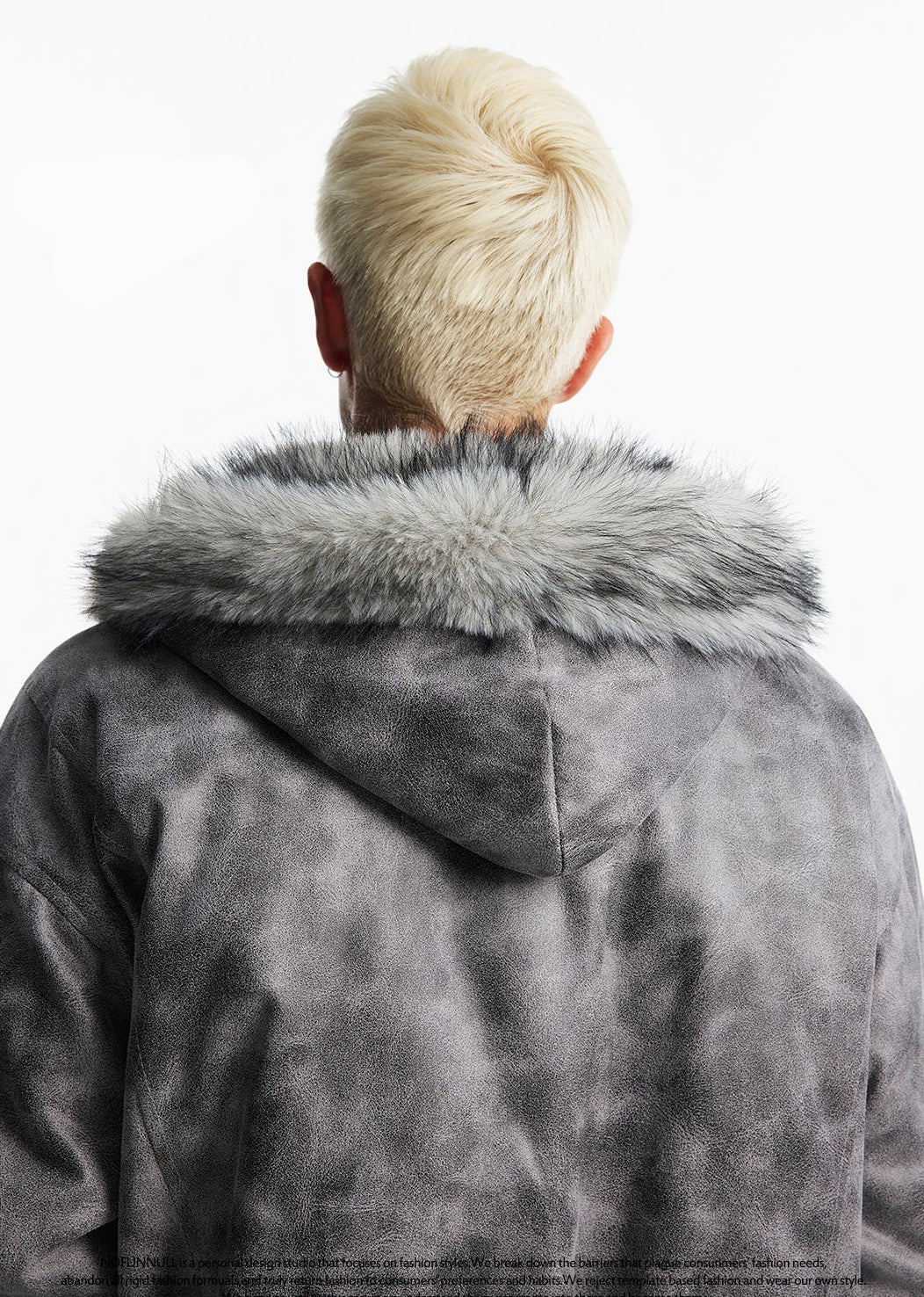 HEAVY SUEDE FUR HOODED BOMBER JACKET