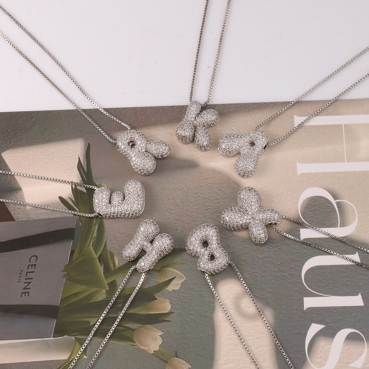 ICY CRYSTAL INITIAL NECKLACE (SILVER)