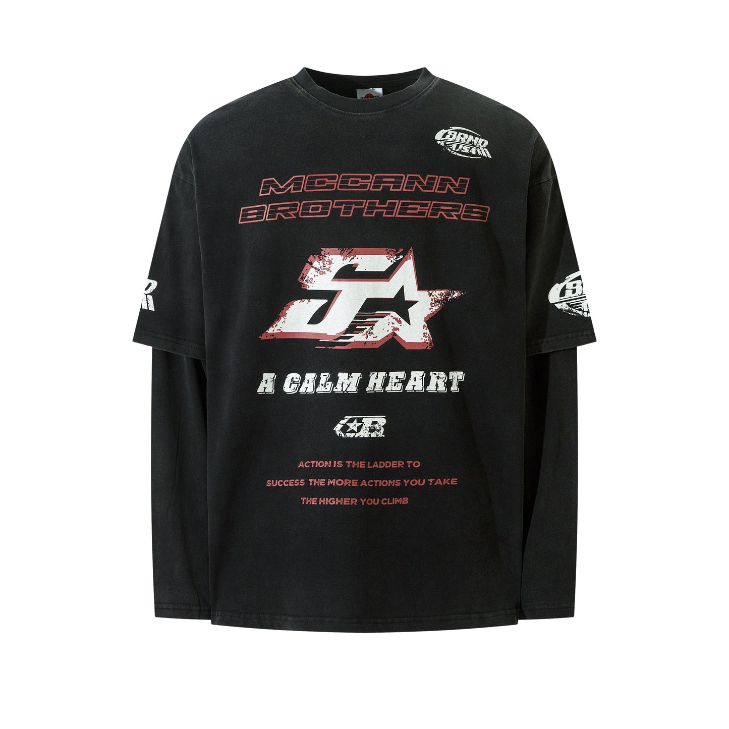 WASHED NUMBER GRAPHIC LONNG SLEEVE TEE