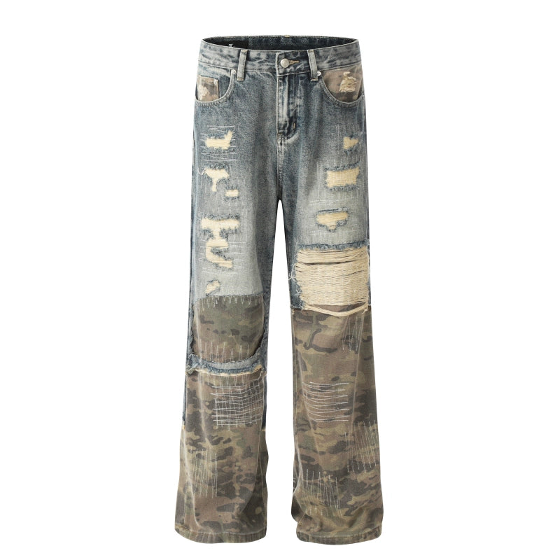 LAYERDE DAMAGE DENIM PANTS