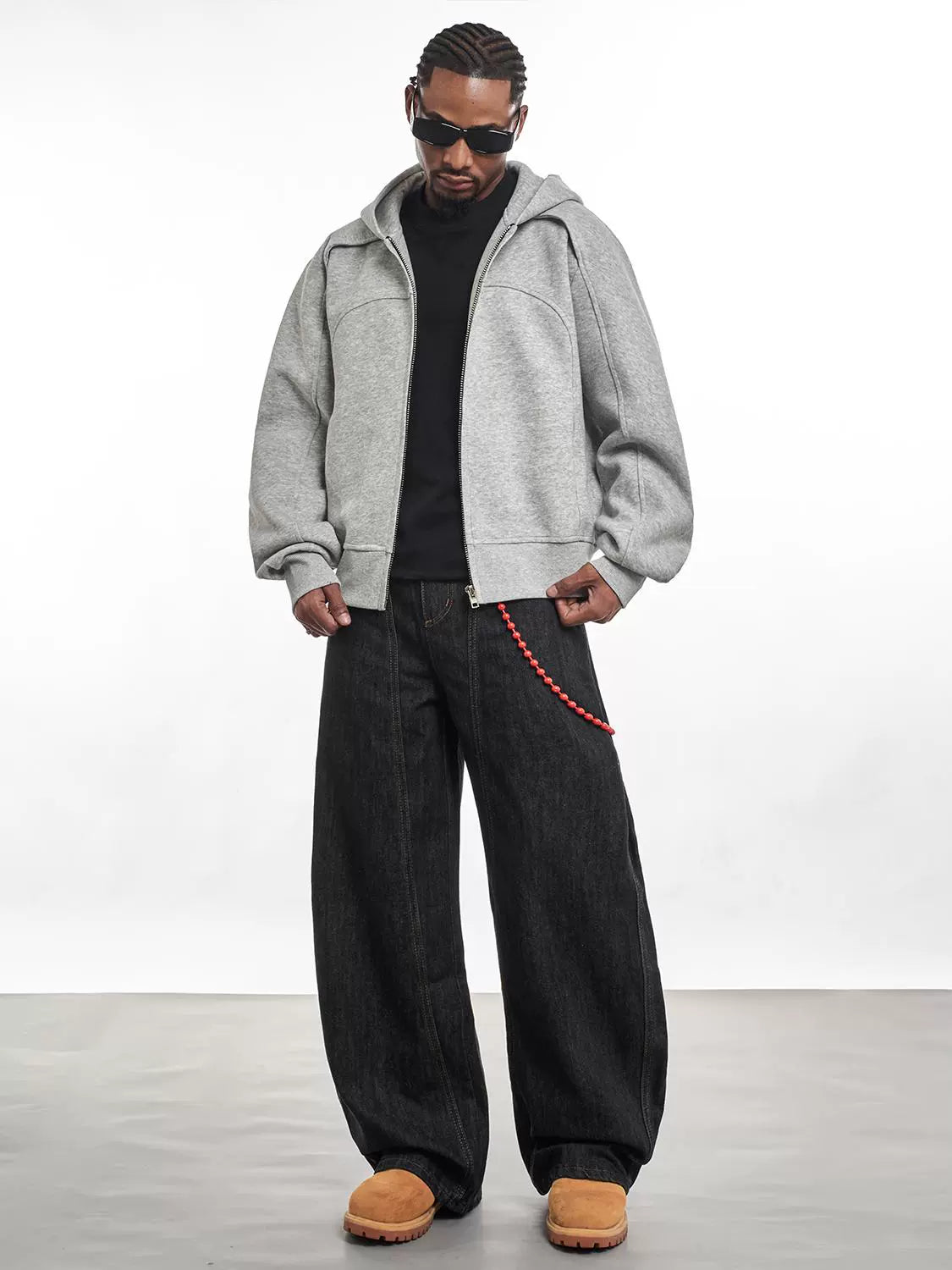 FRONT STITCH BAGGY DENIM PANTS
