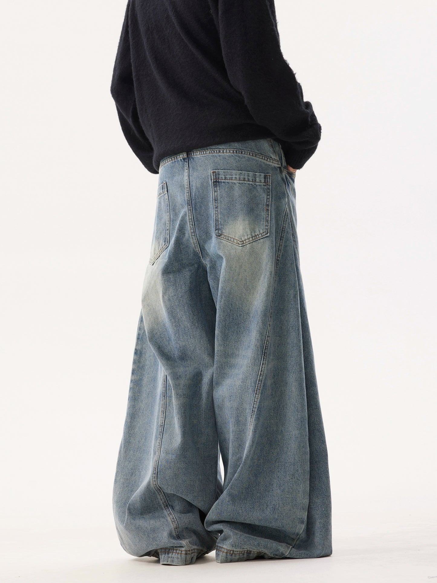 WASH DESCONSTRUCTION BAGGY DENIM PANTS