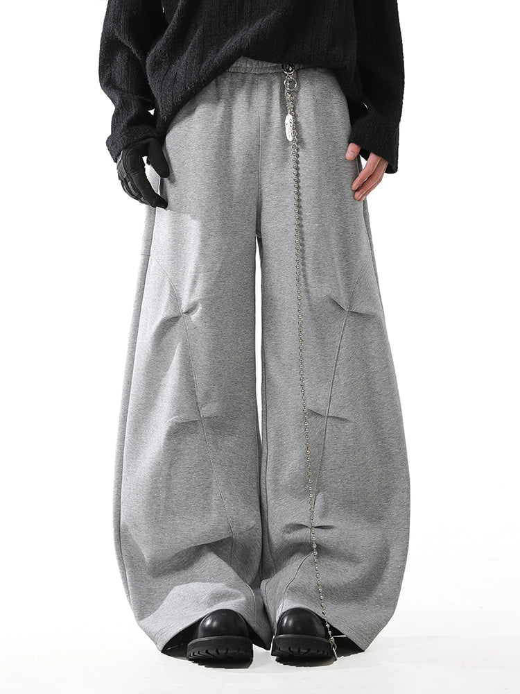 STRUCTURED PLEAT BAGGY SWEAT PANTS