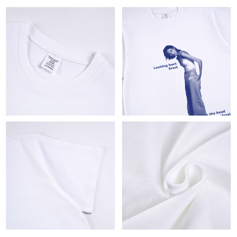 BLUE MONOTONE MODEL PRINT T-SHIRTS