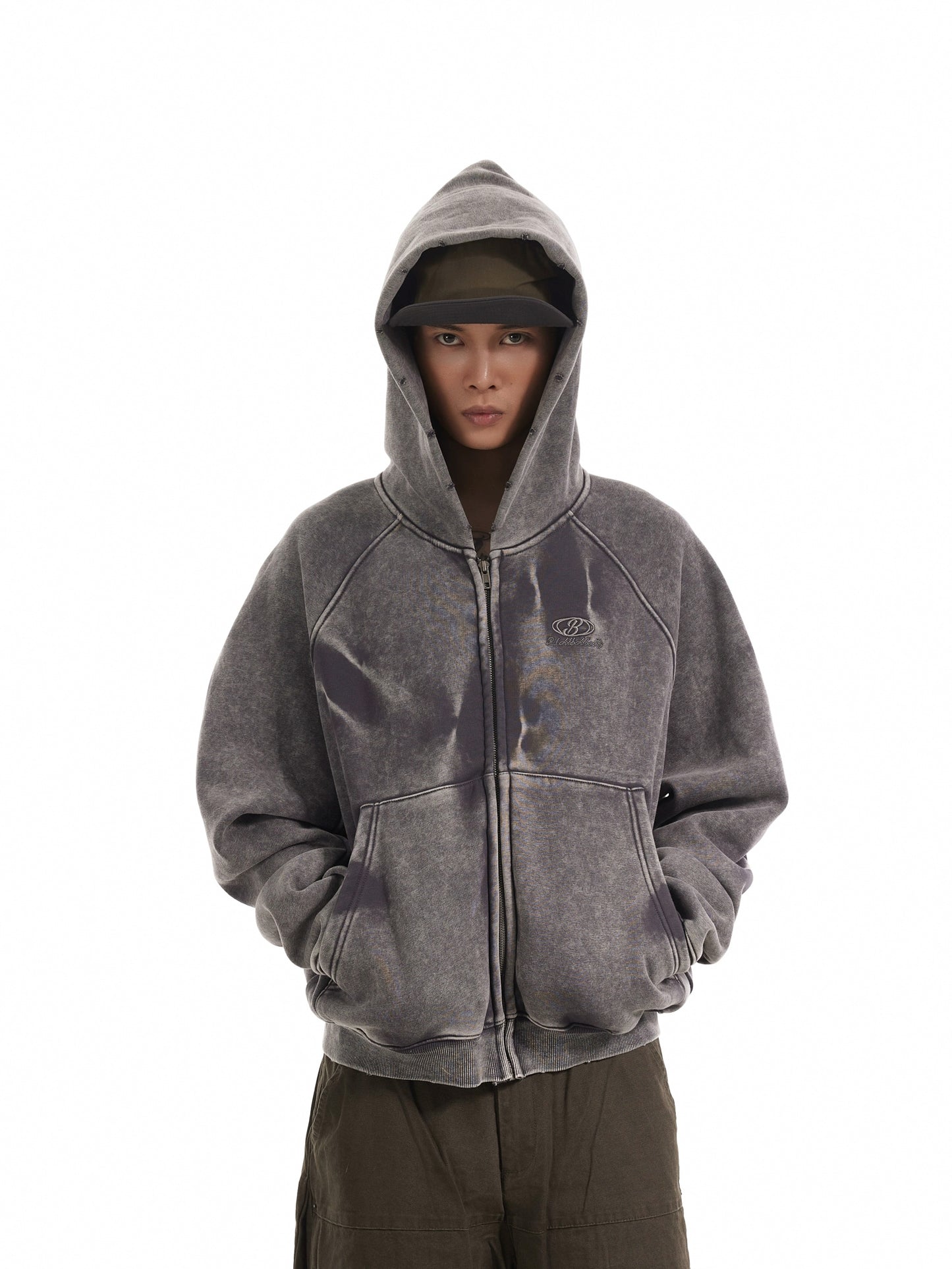 HEAVY WASHED ZIP HOODIE