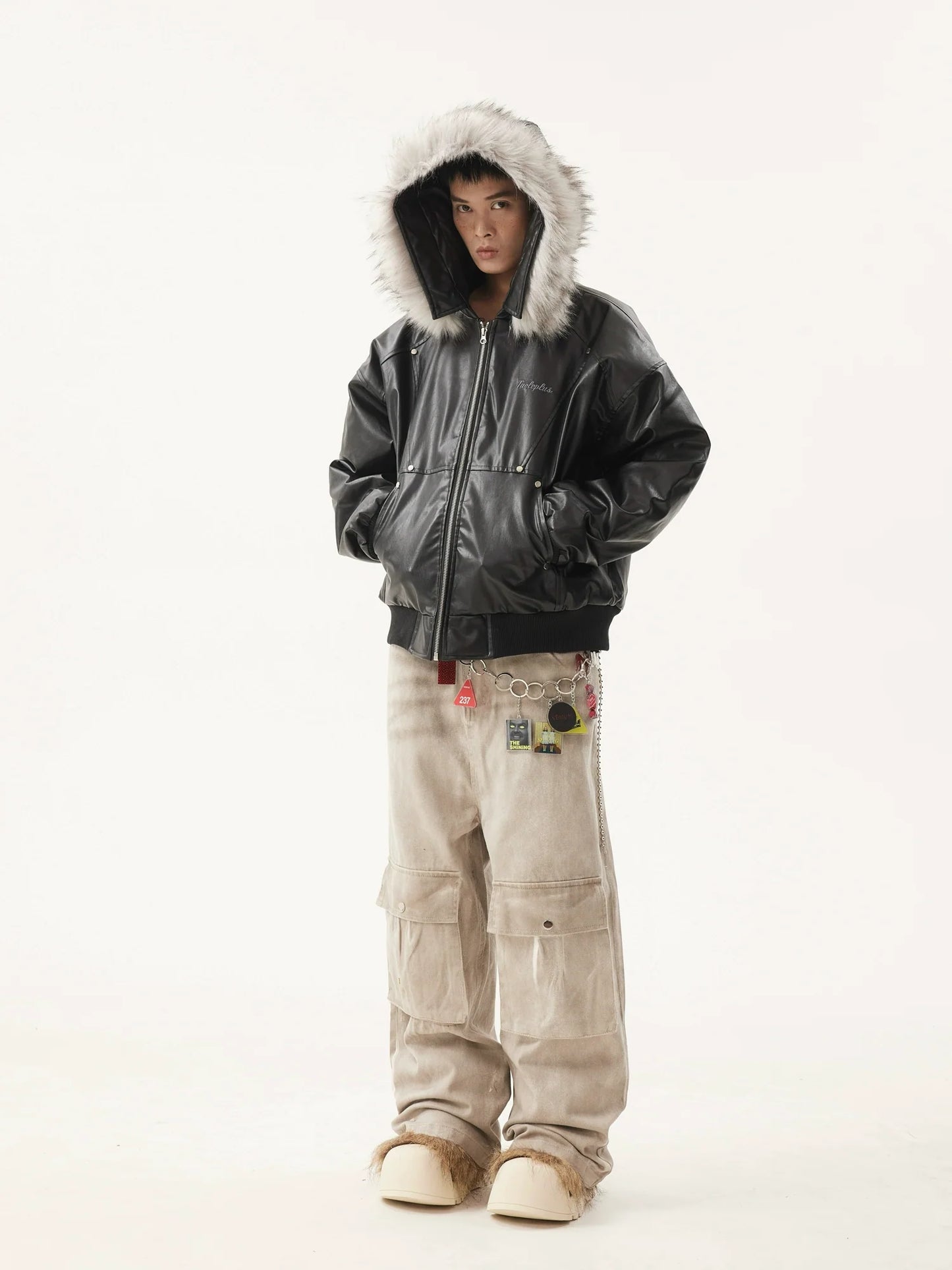 VINTAGE FUR PU LEATHER JACKET