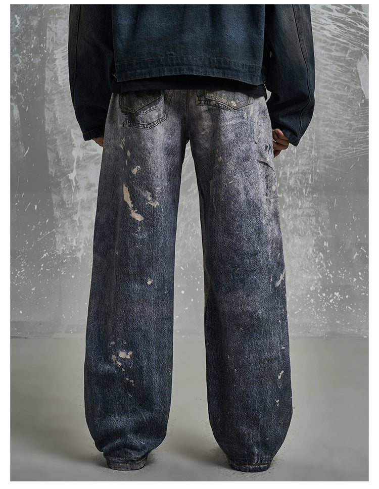PAINT WASHED DISTRESSED DENIM PANTS