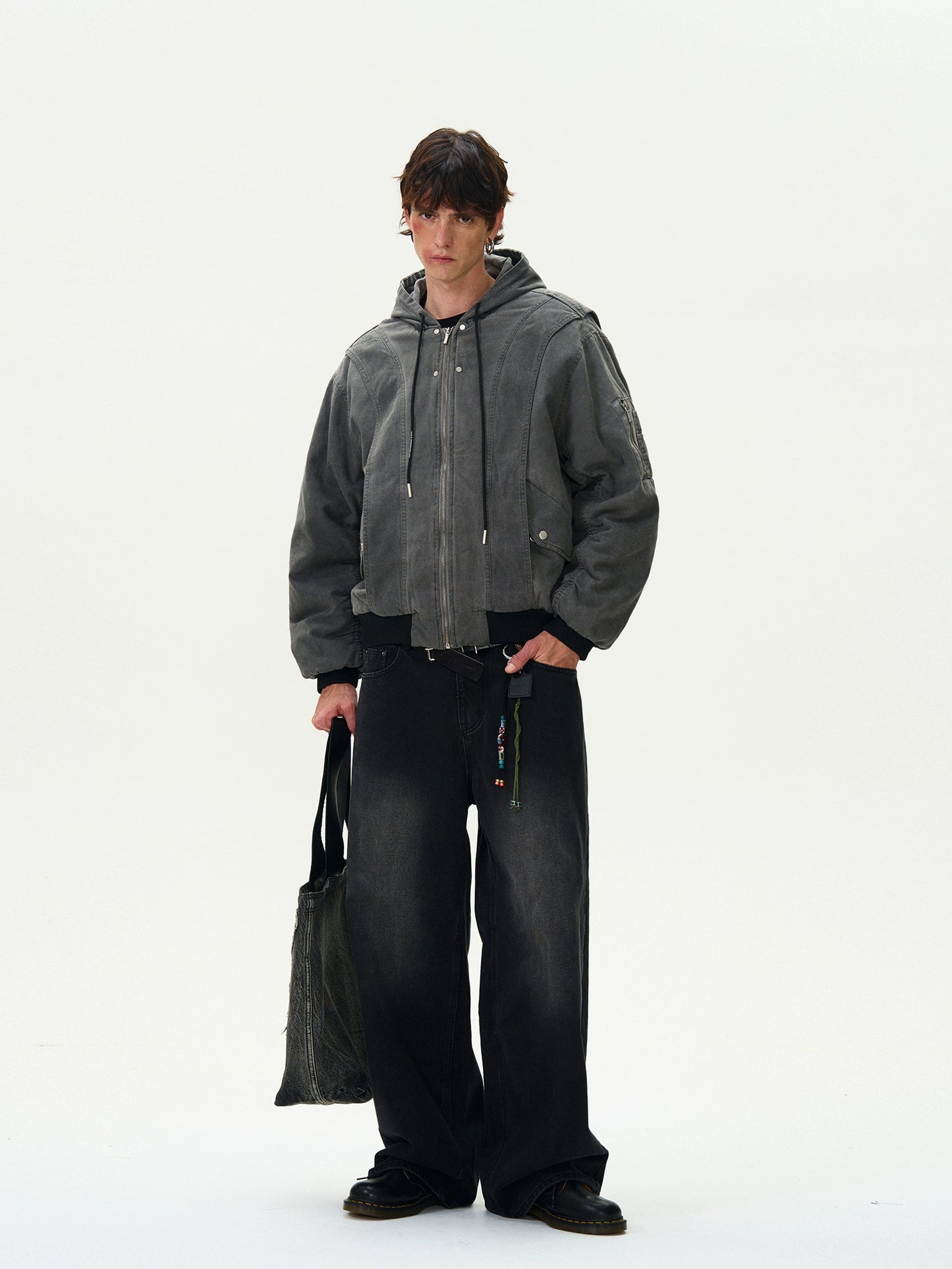 WASHED BOMBER PADDED JACKET