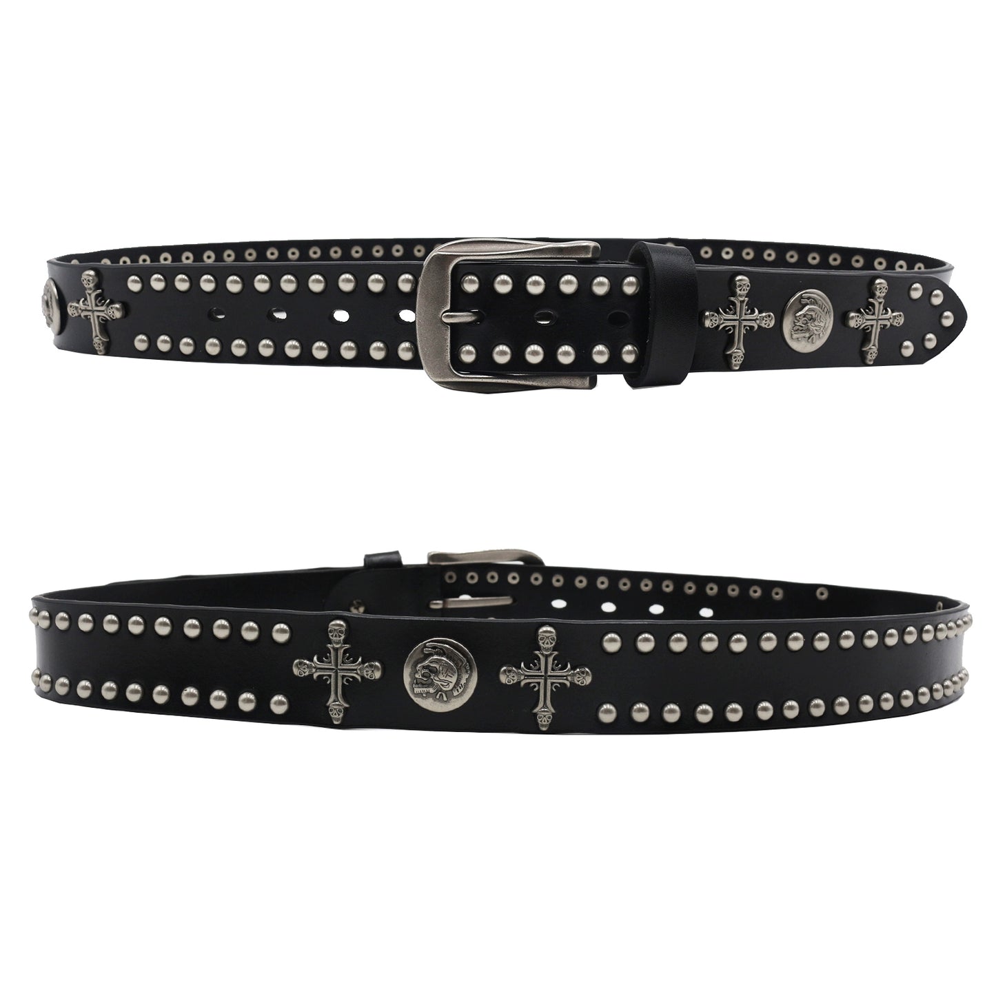 SKULL CROSS STUDS BELT