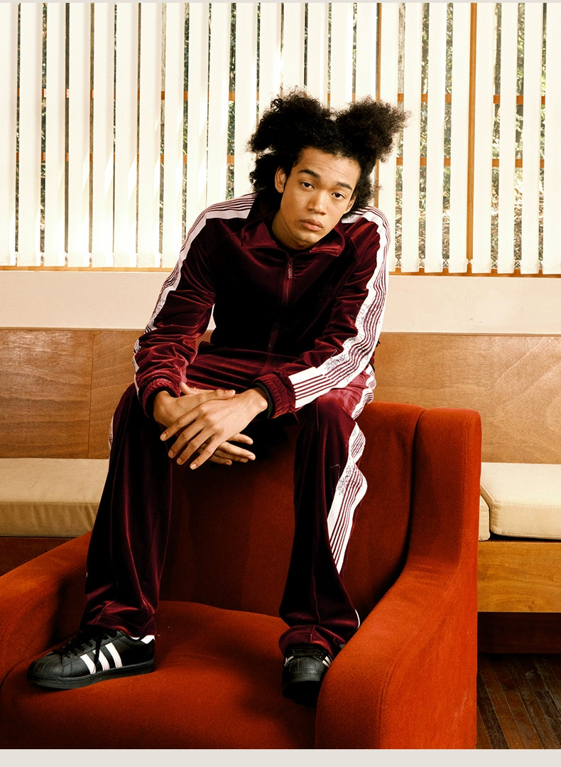 EMBROIDERY VELOUR TRACK PANTS
