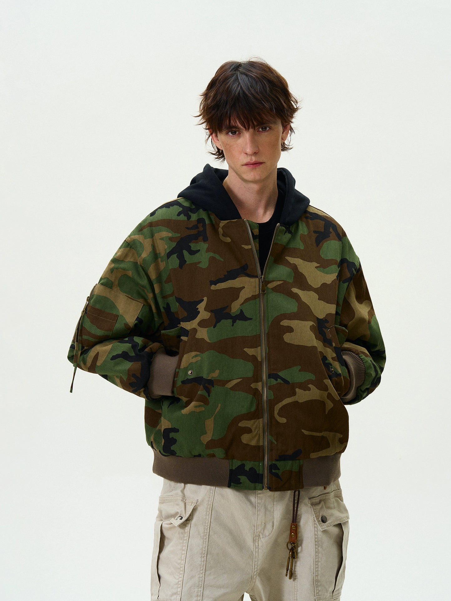 CAMOUFLAGE ZIPPED HOODIE