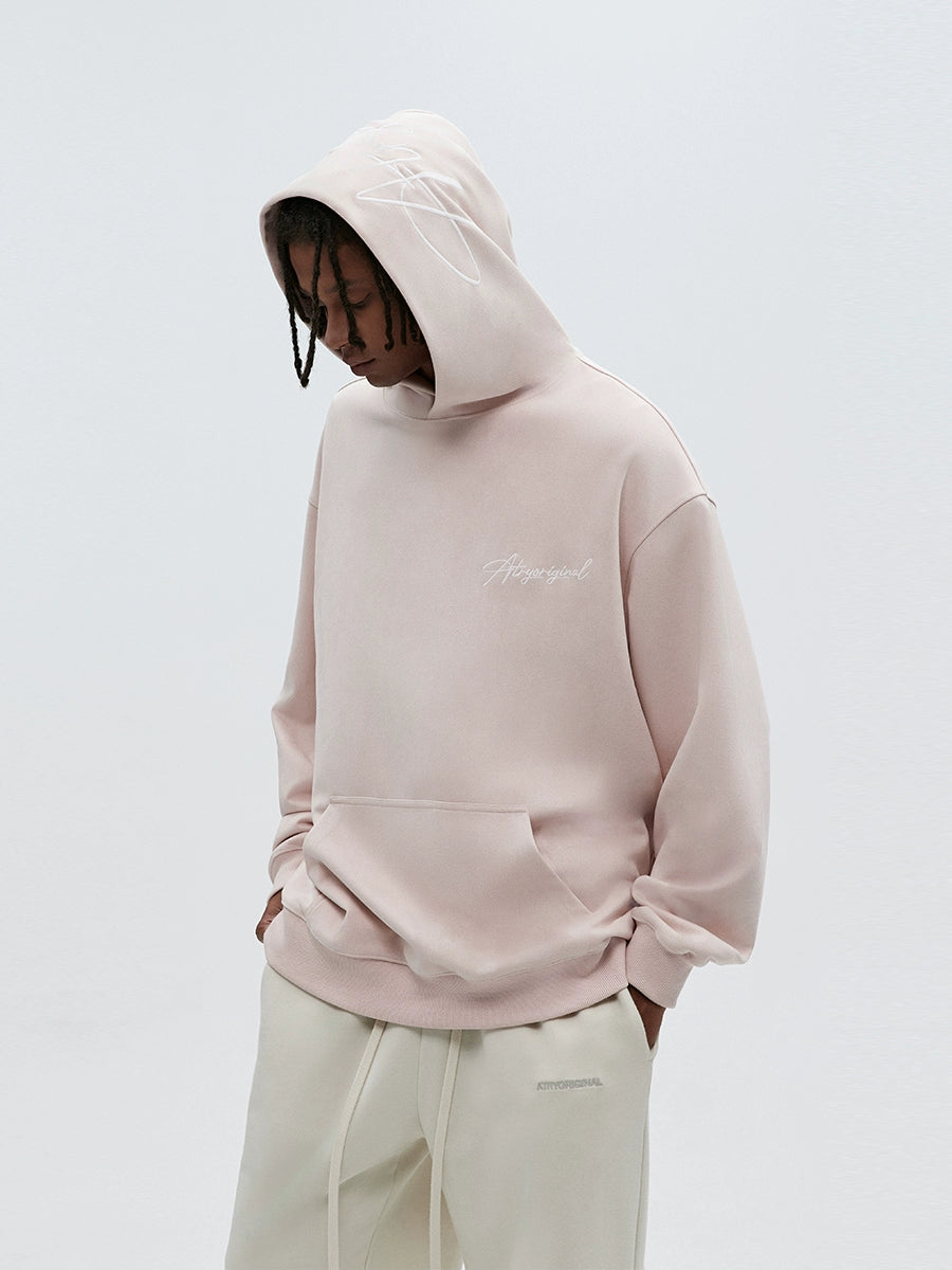 SCRIPT EMBROIDERIED SUEDE WASHED HOODIE