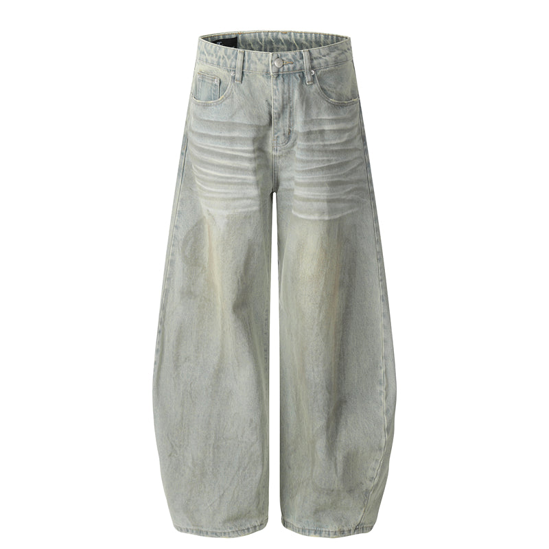 DYE WASHED DISTRESSED BAGGY DENIM PANTS