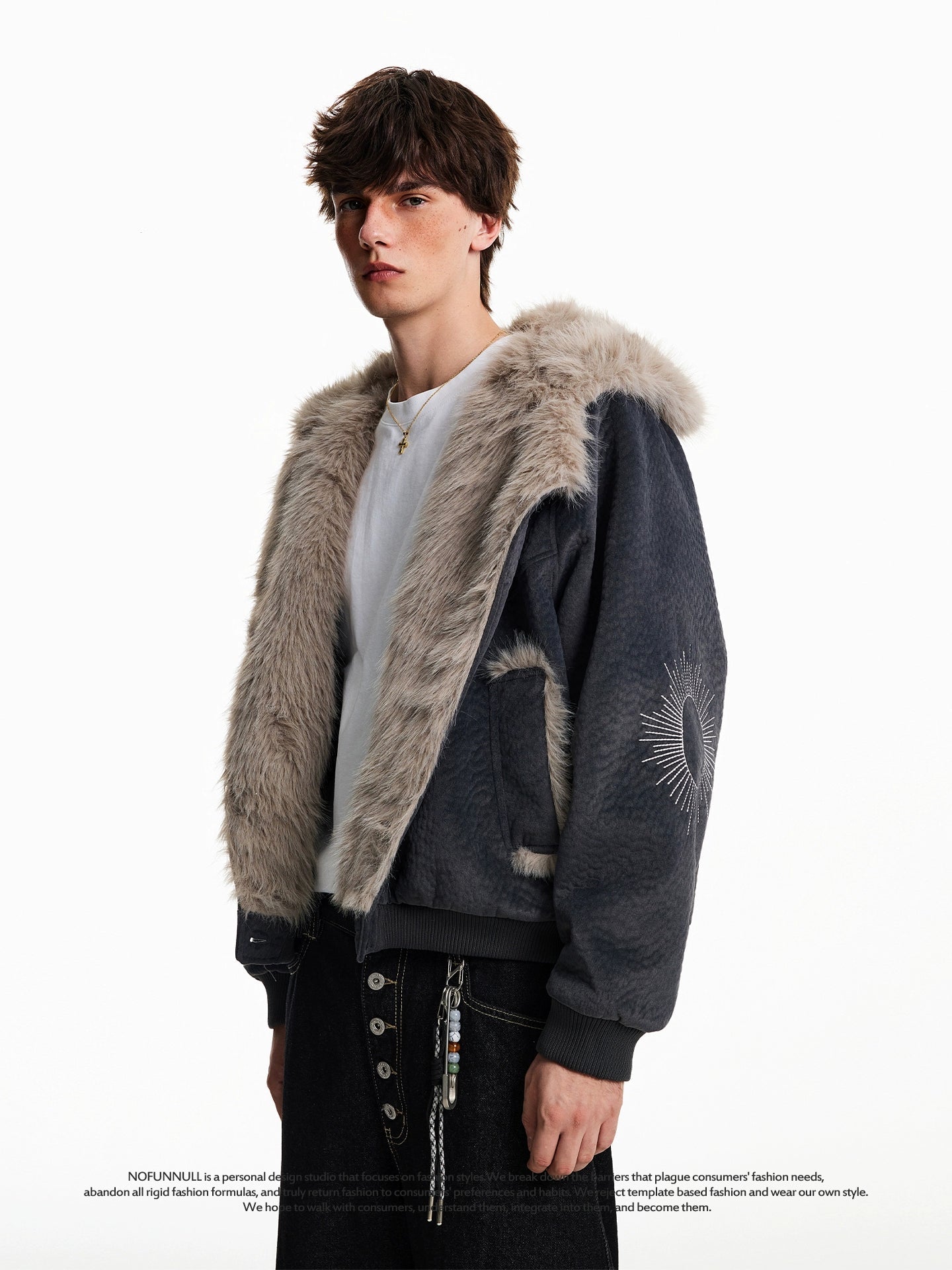 REVERSIBLE FAUX FUR HOODED JACKET