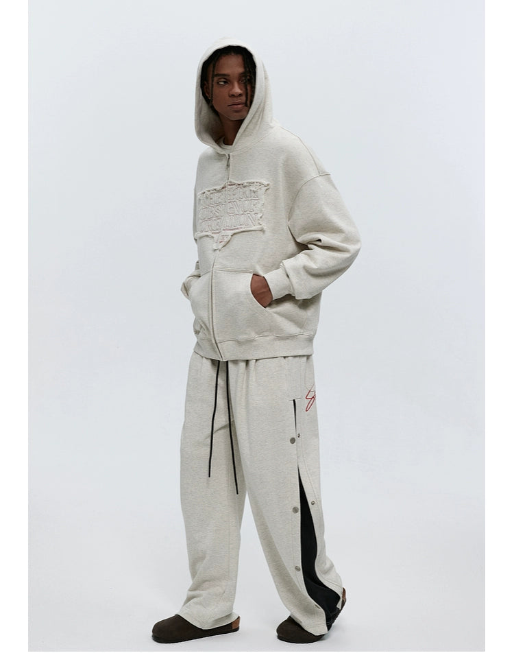 PATCH EMBROIDERED HEAVY ZIPPED HOODIE