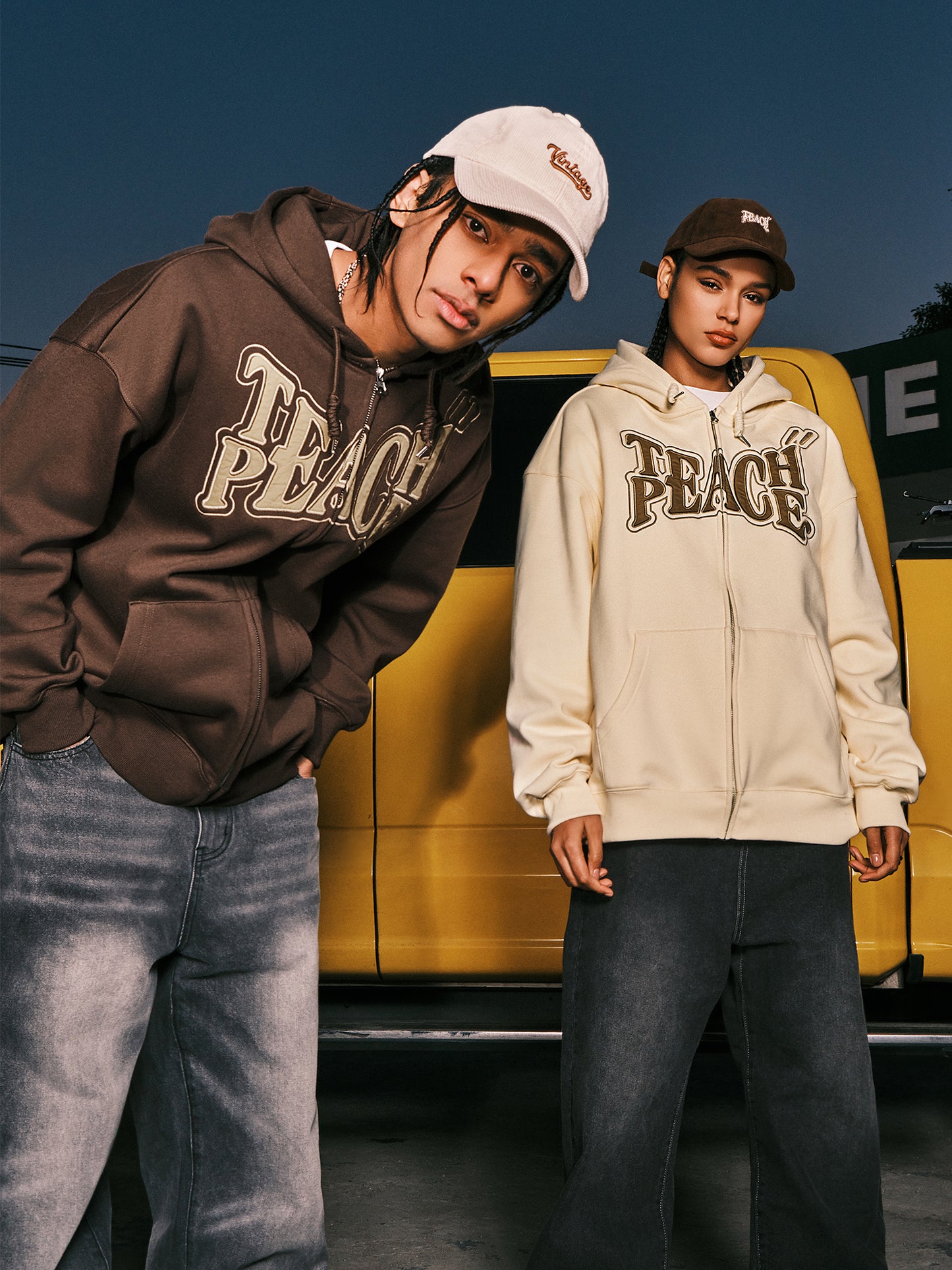 PATCH EMBROIDERY ZIPPED HOODIE
