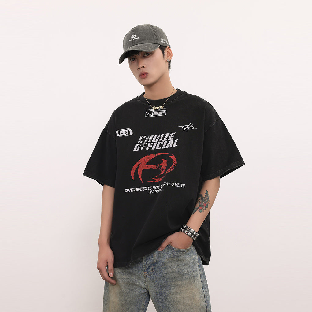 VINTAGE WASHED DISTRESSED BIKER -SHIRT