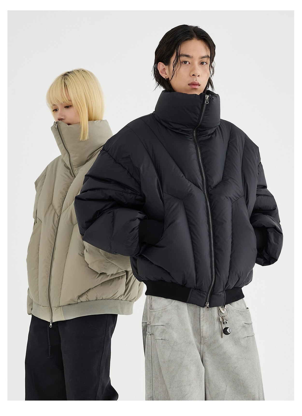 HIGH NECK CROPPED PUFFER JACKET