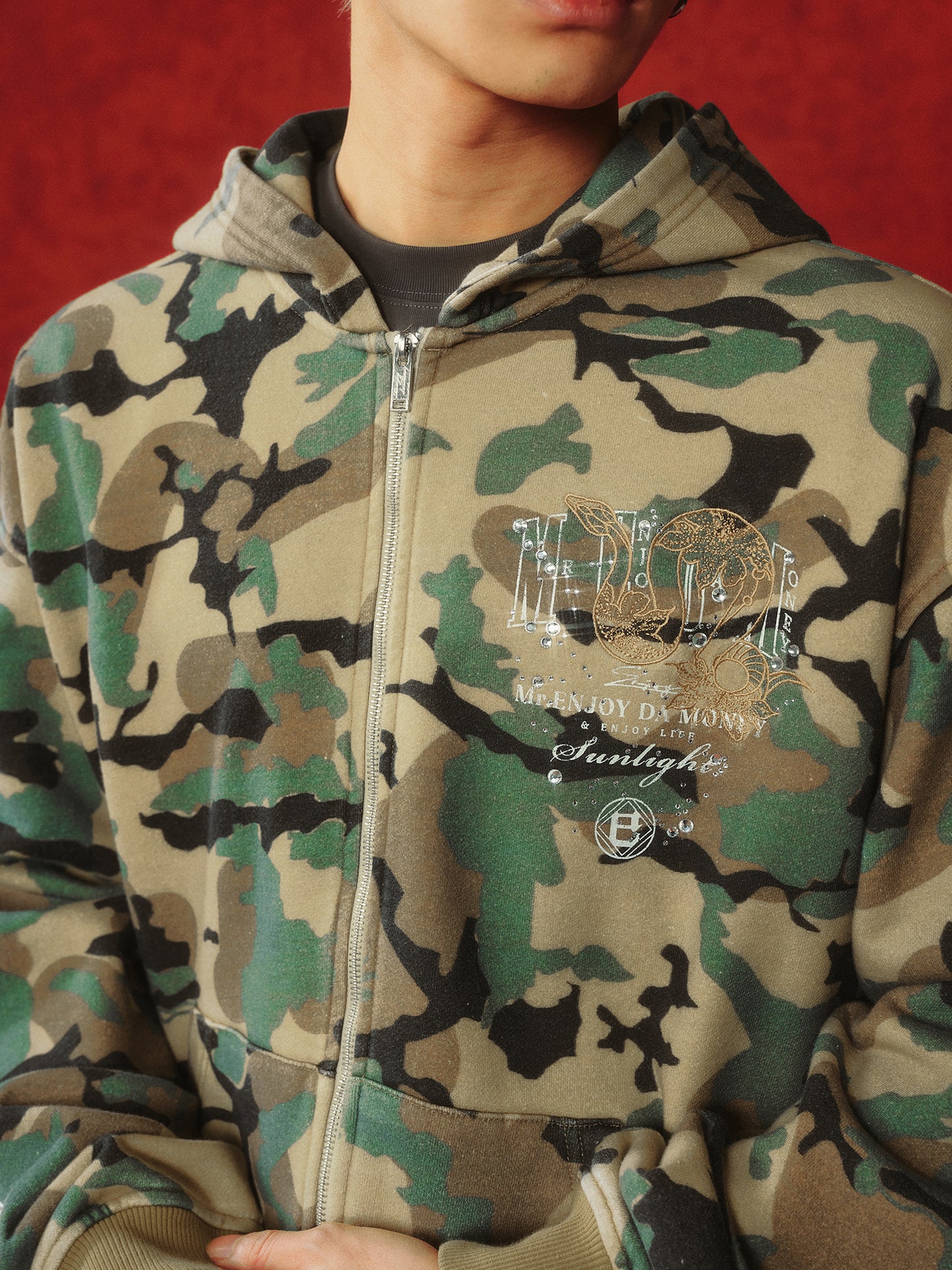 MEDM CAMO LOGO ZIPPED HOODIE