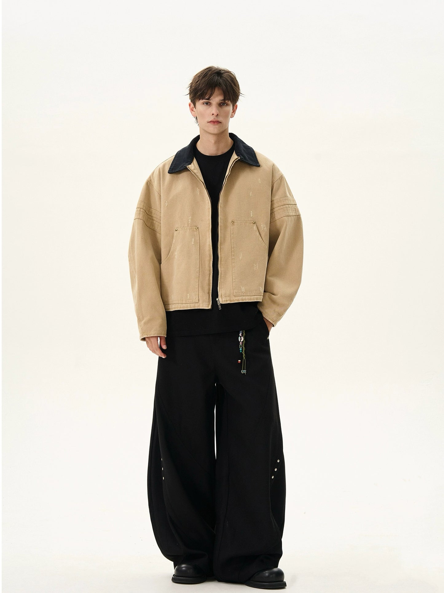 DISTRESSED CROPED WORK JACKET