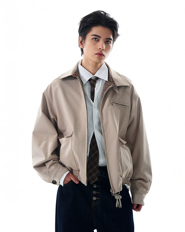 REVERSIBLE CLASSIC PLAID COLLAR JACKET