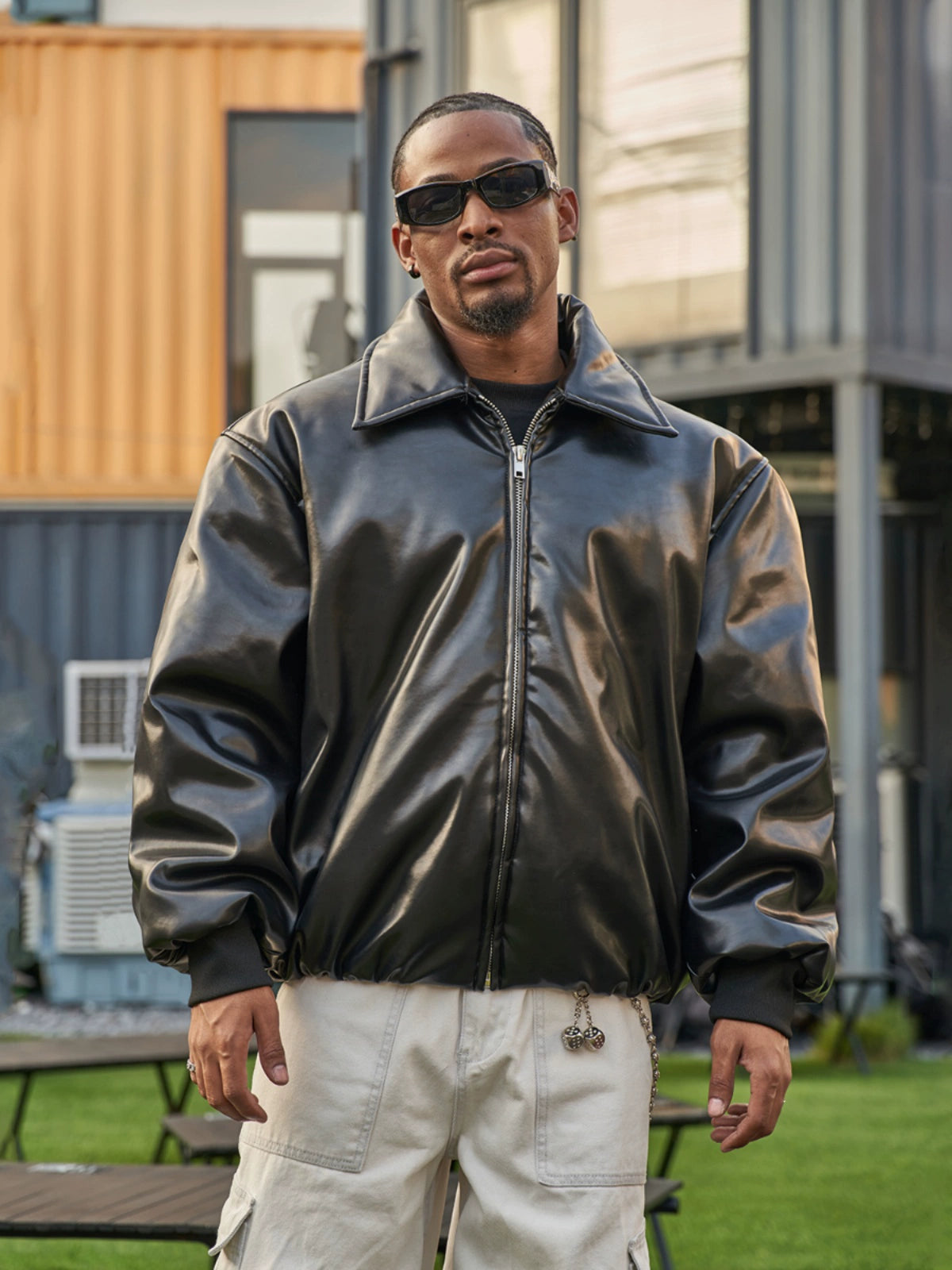 THICKNED PU LEATHER JACKET