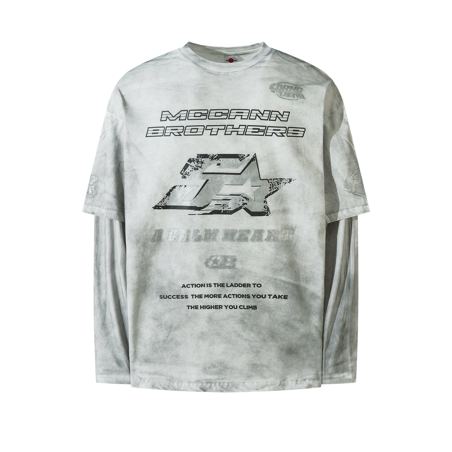 WASHED NUMBER GRAPHIC LONNG SLEEVE TEE