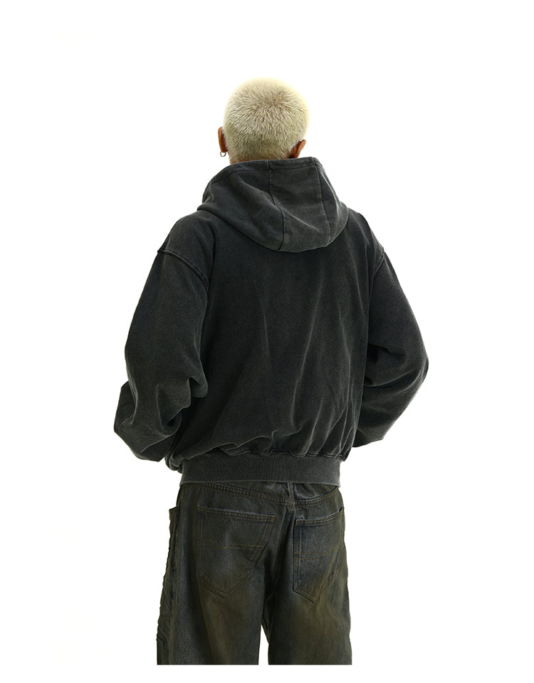 VINTAGE DISTRESSED ZIPPED HOODIE