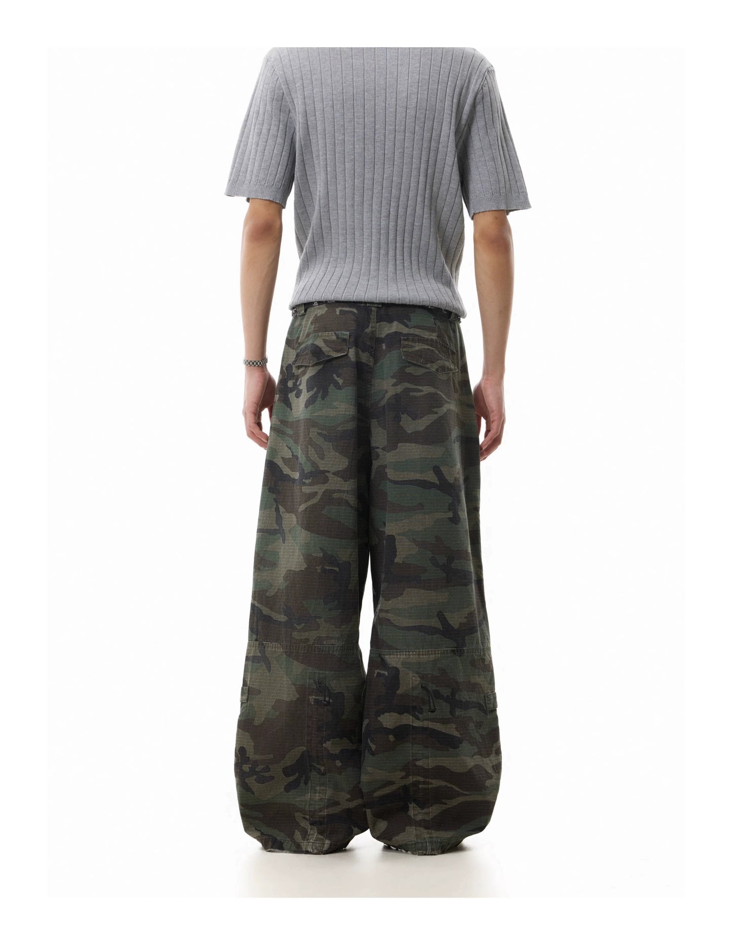 WASHED FADED CAMOUFLAGE CARGO PANTS
