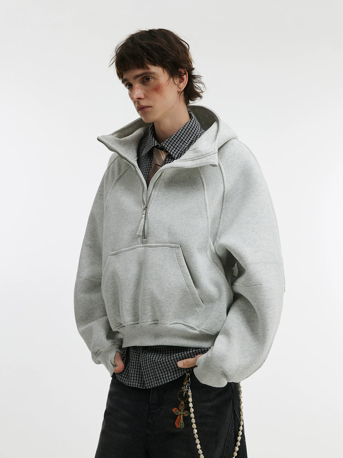 HIGH NECK HEAVY HALF ZIP SWEAT