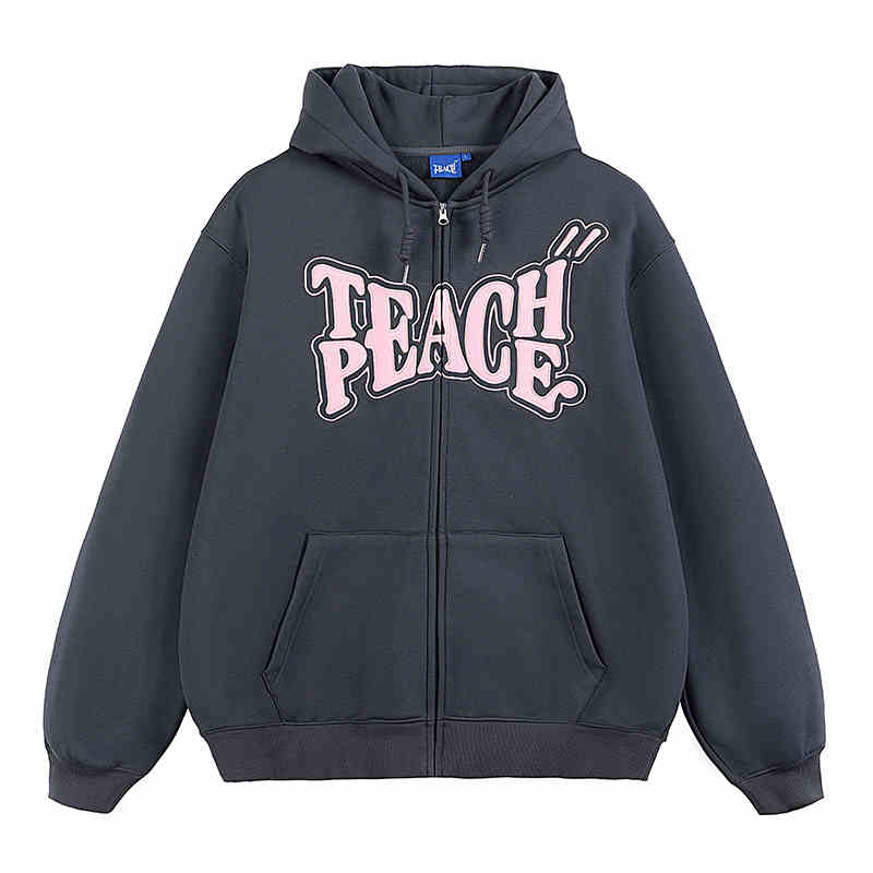 PATCH EMBROIDERY ZIPPED HOODIE