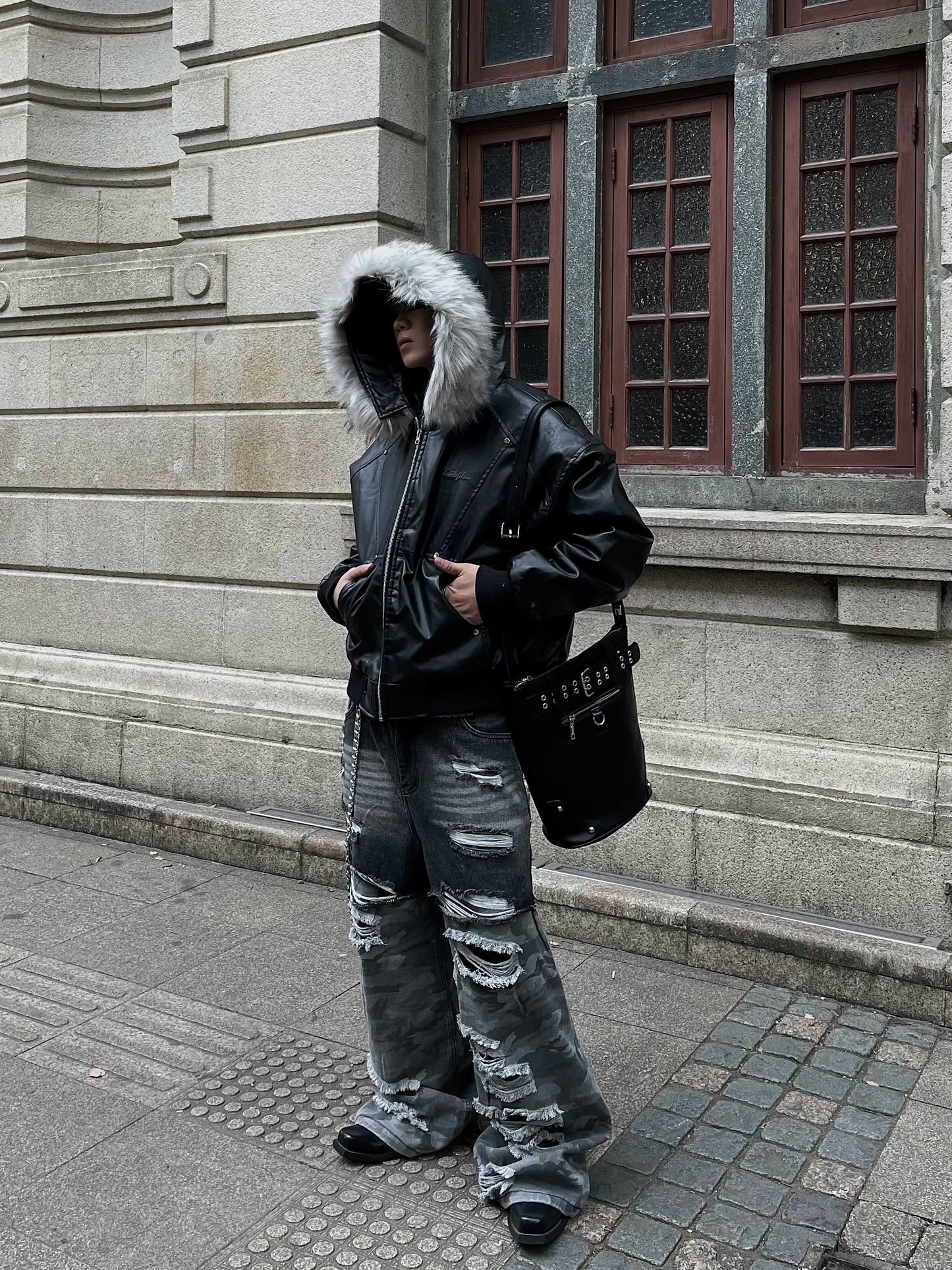 VINTAGE FUR PU LEATHER JACKET