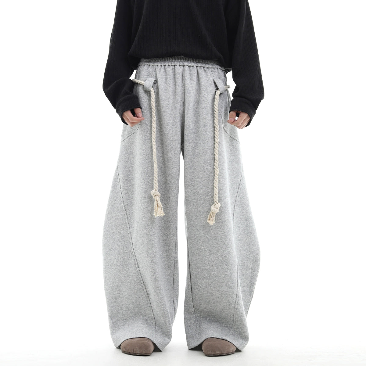 ROPE LACE BAGGY SWEAT PANTS