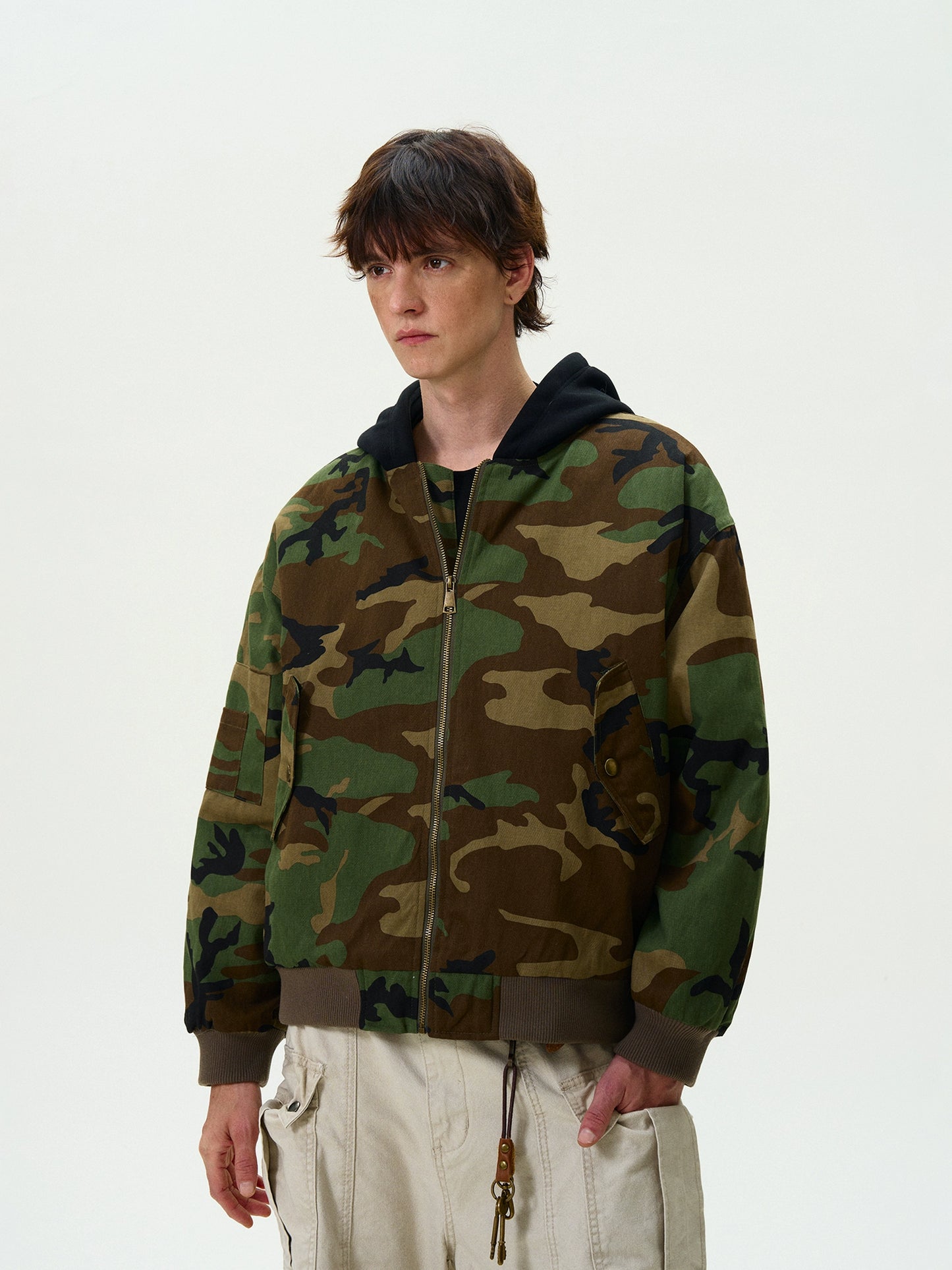 CAMOUFLAGE ZIPPED HOODIE