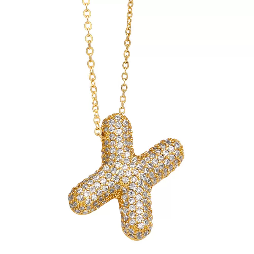 ICY CRYSTAL INITIAL NECKLACE (GOLD)
