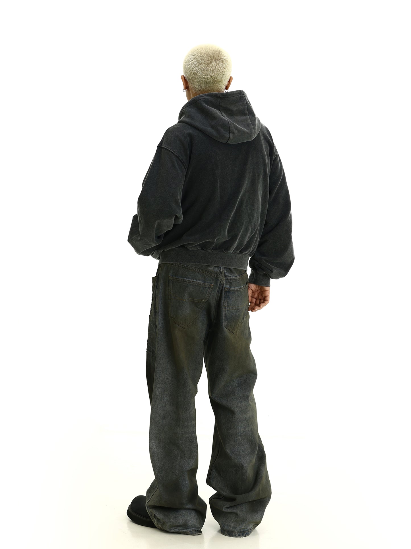 VINTAGE DISTRESSED ZIPPED HOODIE