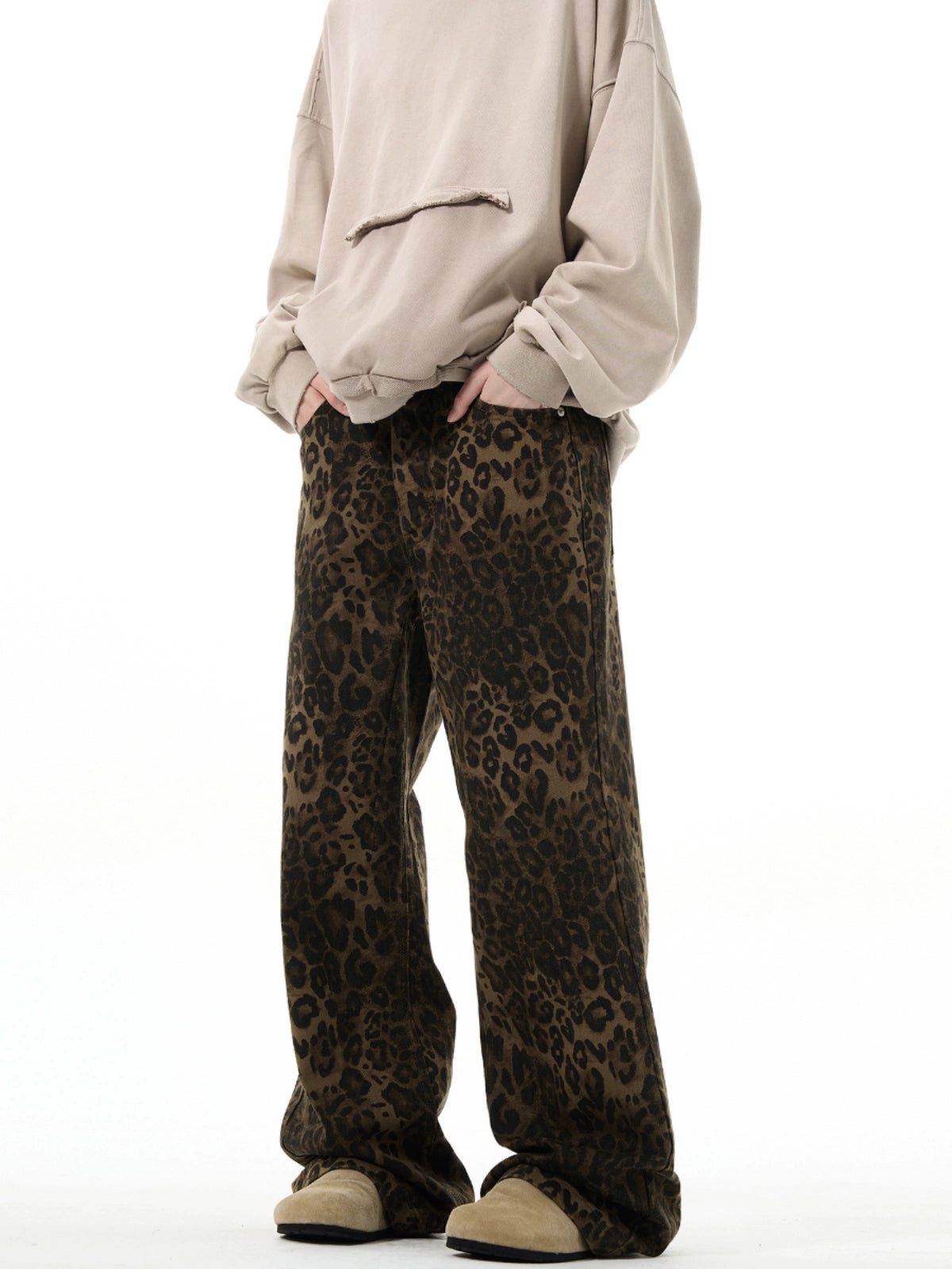 LEOPARD LOOSE STRAIGHT PANTS