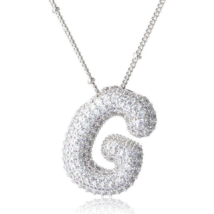 ICY CRYSTAL INITIAL NECKLACE (SILVER)