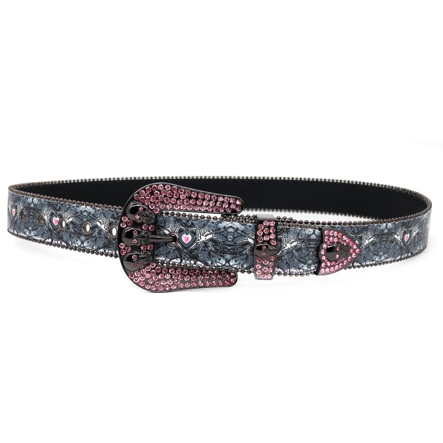 PINK RHINESTONE SPIDER HEART BELT