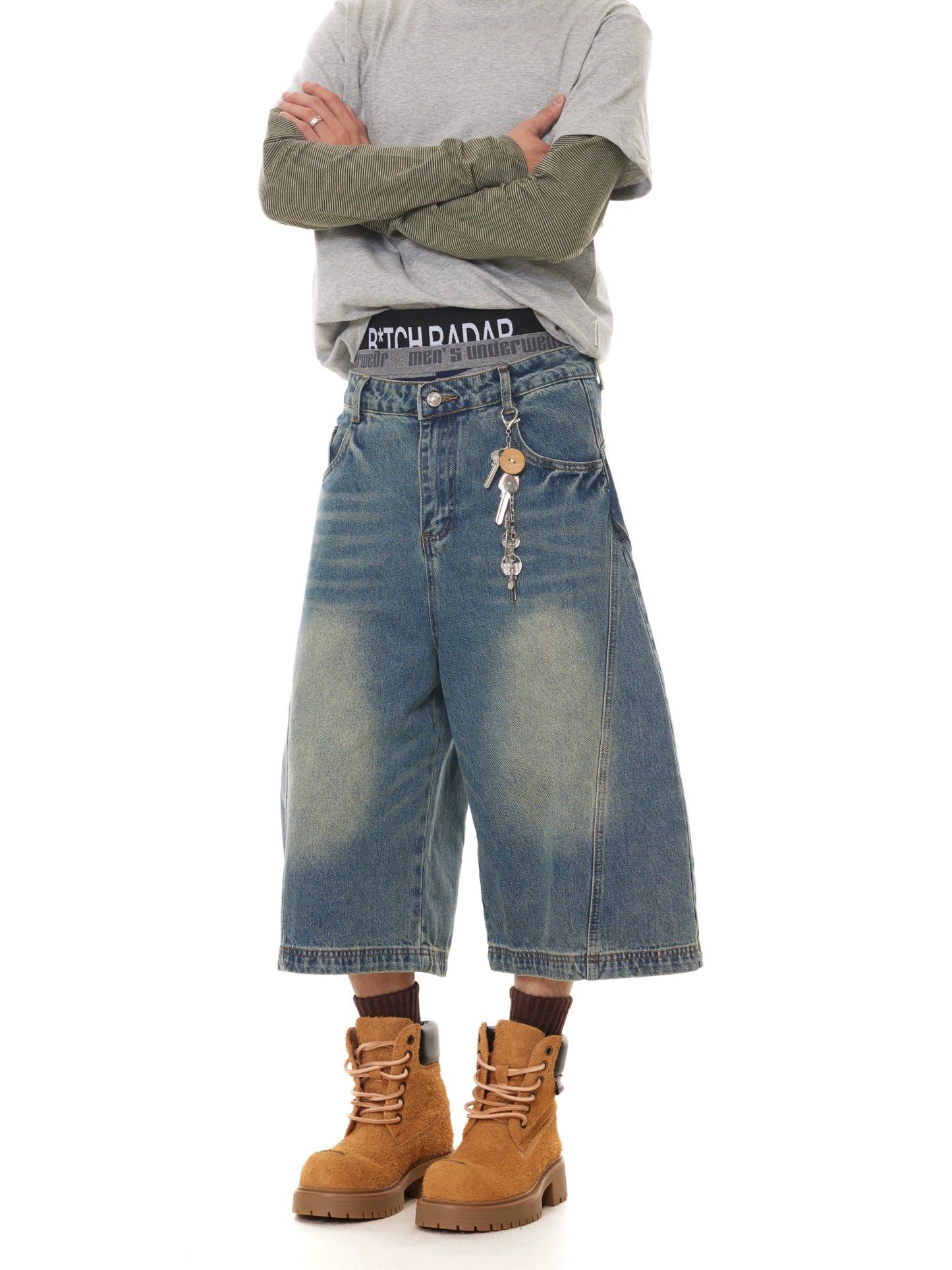 VINTAGE WASHED BOXY DENIM SHORTS