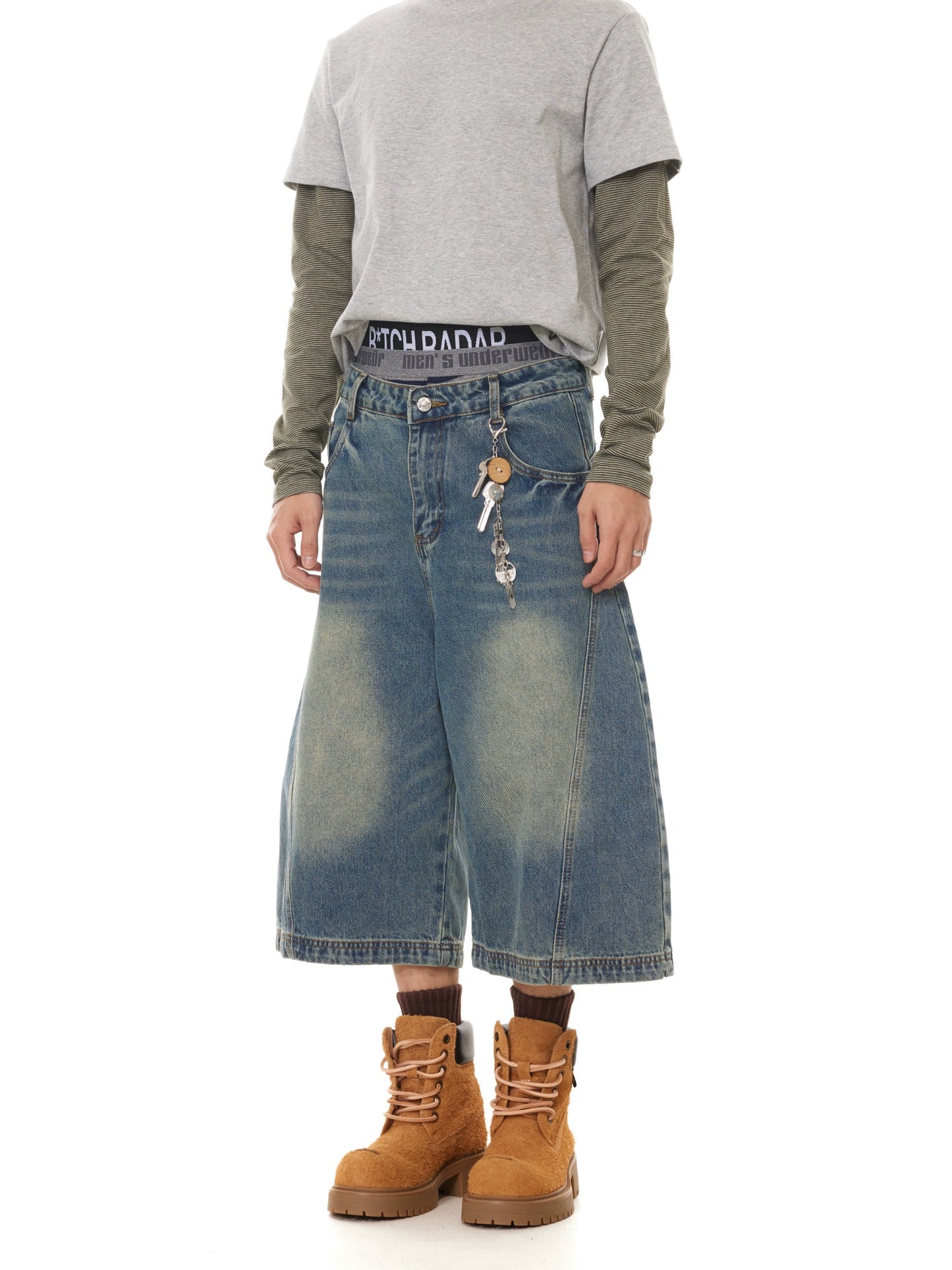 VINTAGE WASHED BOXY DENIM SHORTS