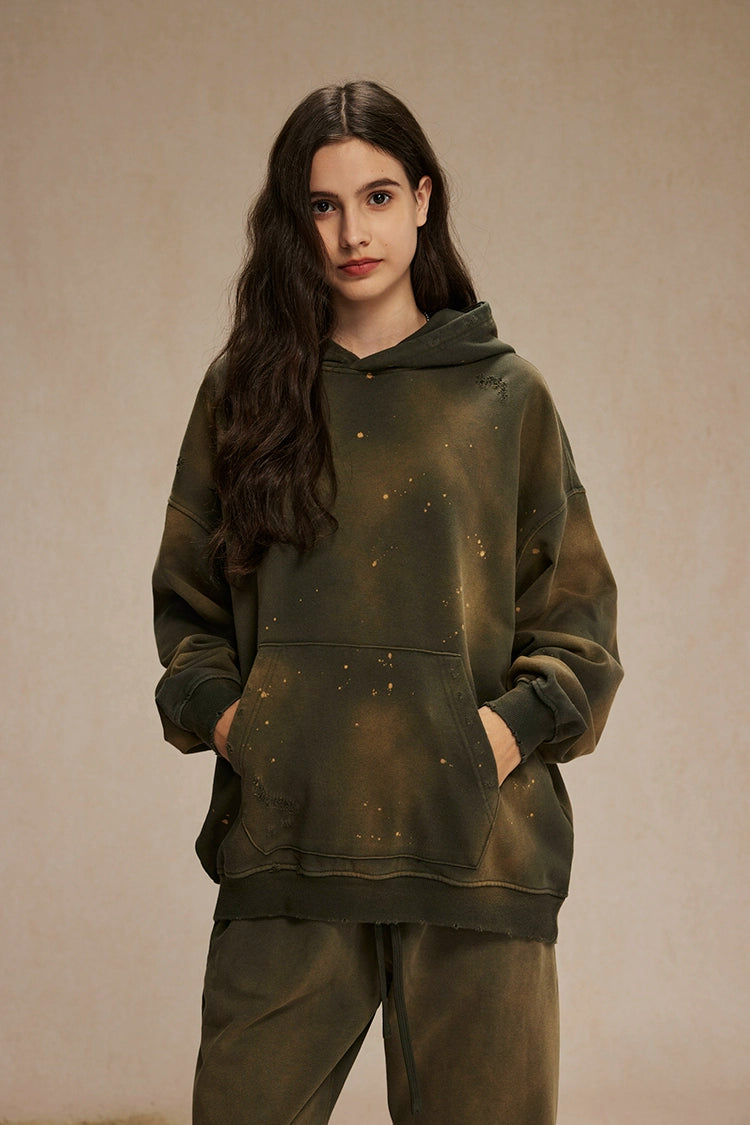 DISTRESSED SPLASH INK HOODIE
